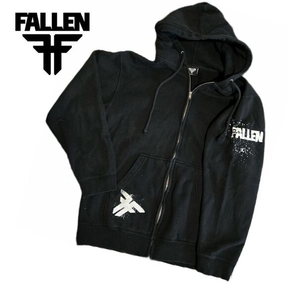 Fallen Black Zip Up Hoodie - Size S‎ - Picture 1 of 3
